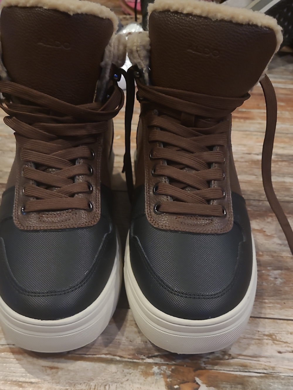 Aldo Brown and Black Men's Winter Lace-Up Boots